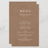 Minimaliserende Rustic Wedding-menukaart (Voorkant / Achterkant)