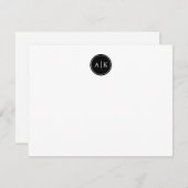 Minimaliserende Simple Black Circle Monogram Note Notitiekaartje (Voorkant / Achterkant)