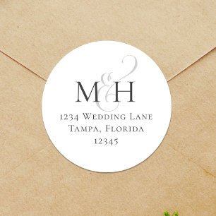Minimaliserende Simple Monogram Return Address Sja Ronde Sticker
