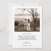 Minimaliserende Simple Script Weduwfoto Bedankkaart (Achterkant)