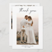 Minimaliserende Simple Script Weduwfoto Bedankkaart (Voorkant / Achterkant)