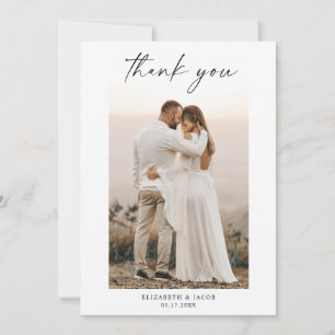 Minimaliserende Simple Script Weduwfoto Bedankkaart