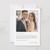 Minimaliserende Simple Script Weduwfoto Bedankkaart (Achterkant)