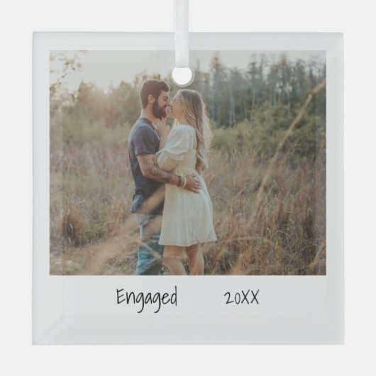 Minimaliserende Simple Verloving Photo Engaged Glas Ornament (Voorkant)