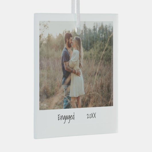 Minimaliserende Simple Verloving Photo Engaged Glas Ornament (Voorkant Rechts)