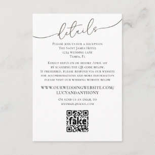 Minimaliserende Simple Wedding Details QR Code Sja Informatiekaartje
