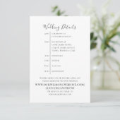 Minimaliserende Simple Wedding Details Tijdschema Informatiekaartje (Staand voorkant)