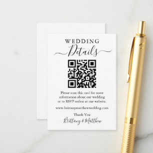Minimaliserende Simple Wedding Details Website QR Informatiekaartje