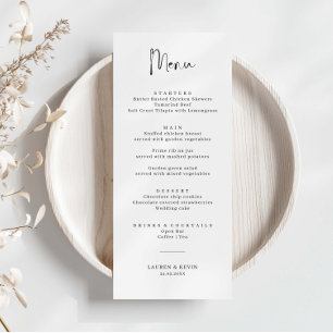 Minimaliserende Simple Wedding Menu Card