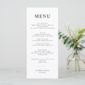 Minimaliserende Simple Wedding Menu Card (Staand voorkant)