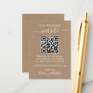 Minimaliserende Simple Wedding Website QR Kraft Informatiekaartje
