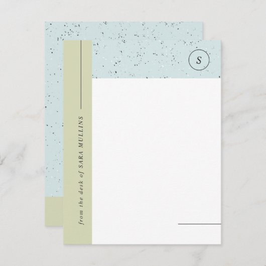 Minimaliserende terrazzo monogram - Groen Aankondiging (Voorkant / Achterkant)