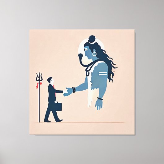 minimalism image of an ordinary person greeting go canvas afdruk (Voorkant)
