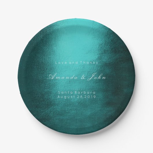 Minimalisme Aangepaste Blauwgroen Tropische Wit We Papieren Bordje (Voorkant)