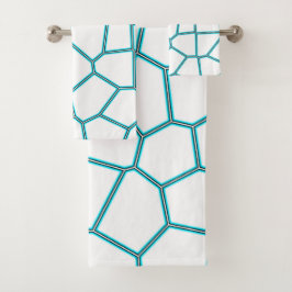 Minimalisme Abstracte Bleke  Turquoise White Cells Bad Handdoek