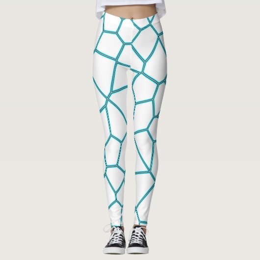 Minimalisme Abstracte Bleke  Turquoise White Cells Leggings (Voorkant)