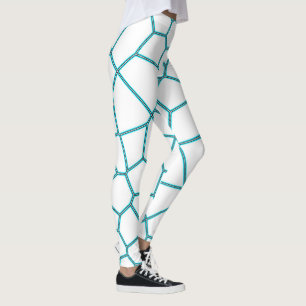 Minimalisme Abstracte Bleke  Turquoise White Cells Leggings
