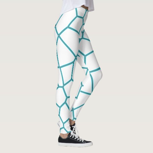 Minimalisme Abstracte Bleke  Turquoise White Cells Leggings (Rechts)