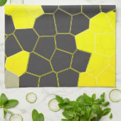 Minimalisme Abstracte gele grijze cellen Theedoek (Gevouwen)