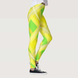 Minimalisme Abstracte Kunst Geel Groen Koraalblokk Leggings