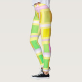 Minimalisme Abstracte kunstgele Paarse blokken Leggings (Links)