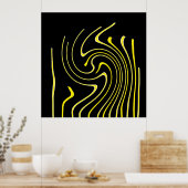 Minimalisme abstracte kunstzwarte witte gele linne poster (Keuken)
