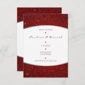 Minimalisme bespaart de Datum Silver Red Glitter Save The Date (Voorkant / Achterkant)
