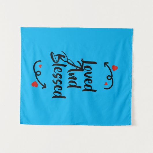 Minimalisme Black White Loved and Blessed Wandkleed (Voorkant (horizontaal))