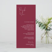 Minimalisme Burgundy Script Place setting Dankuwel Programma (Staand voorkant)