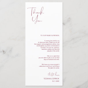 Minimalisme Burgundy Script Place setting Dankuwel Programma