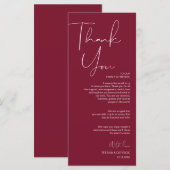 Minimalisme Burgundy Script Place setting Dankuwel Programma (Voorkant / Achterkant)