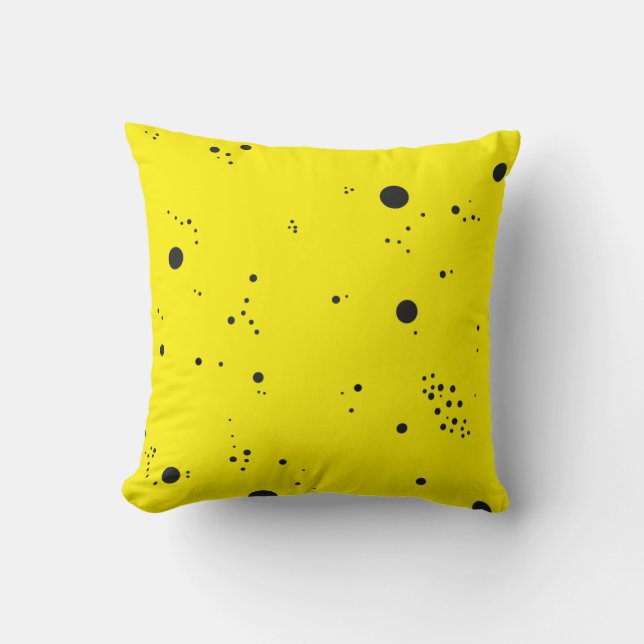Minimalisme Élégant Coussin Jaune à Points Noirs (Recto)