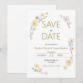 Minimalisme en bloemen Save The Date Uitnodiging (Voorkant / Achterkant)