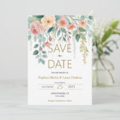 Minimalisme en bloemen Save The Date Uitnodiging (Staand voorkant)