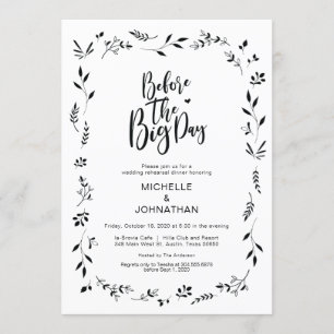 Minimalisme Floral Wedding Rehearsal Dinner Invite Kaart