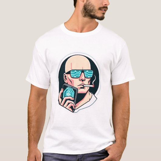 Minimalisme futuriste : T-shirt Crypto & Smoke (Devant)