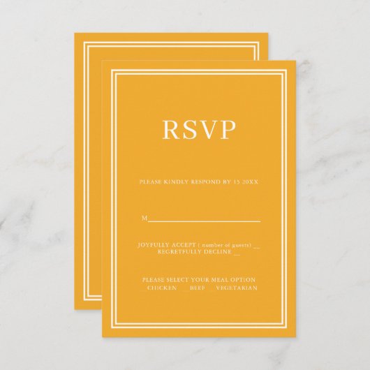 Minimalisme jaune moderne RSVP (Devant / Derrière)
