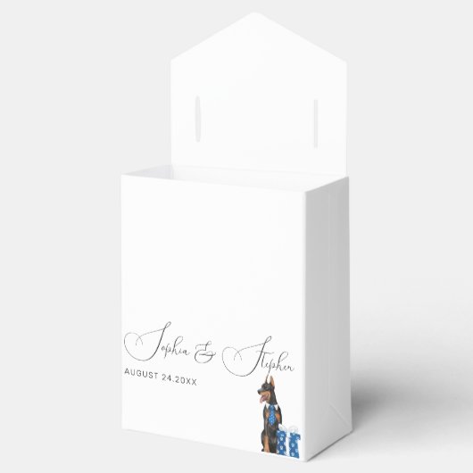 Minimalisme met een Hond Illustratie Bedankdoosjes (Geopend)