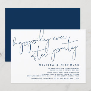 Minimalisme Navyblauw, Trouw Elopement Feest Kaart