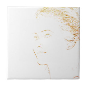 Minimalisme schetch Tekening jonge dame gezicht Tegeltje