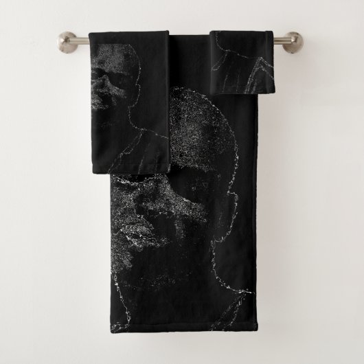 Minimalisme Schets Tekenend Man Gezichtskop Bad Handdoek (Insitu)