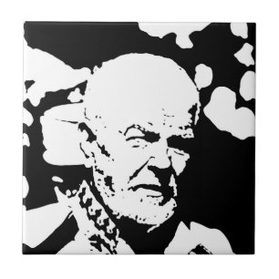 Minimalisme Schets Tekening oud Man Gezichtskop Tegeltje