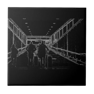 Minimalisme schetsen Luchthavenreizen Tegeltje