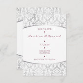 Minimalisme sparen de Datum Silver Red Damask Save The Date (Voorkant / Achterkant)
