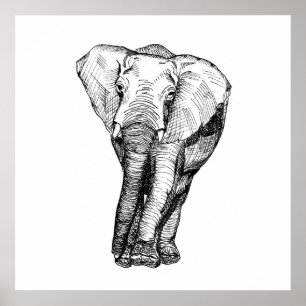 Minimalisme zwart-wit, dieren, origineel poster