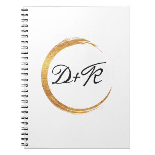 Minimalisme Zwart Wit Goud Initialen Monogram Naam Notitieboek