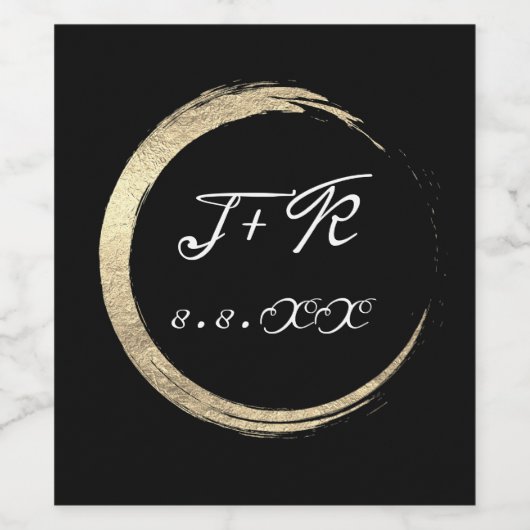 Minimalisme Zwart wit Initiaal Monogram Lux Wijn Etiket (Enkel label)