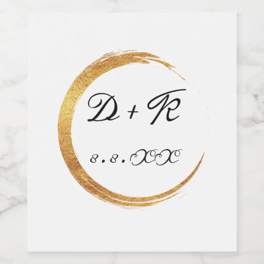 Minimalisme zwarte witte gouden Initialen Monogram Wijn Etiket (Enkel label)