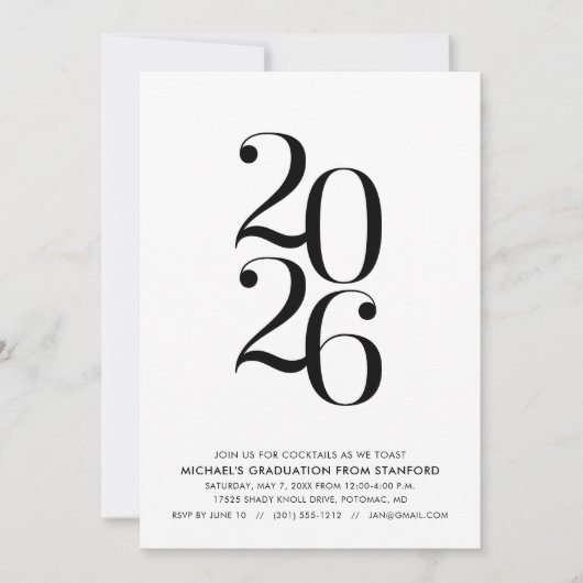 Minimalist 2026 Graduation Party Invitation (Devant)