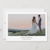 Minimalist 2 foto bruiloft vrolijk en getrouwd feestdagenkaart (Voorkant)